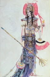 Figurino para &39;Montezuma&39;, da Opereta de Cecil Lewis (wc e lápis sobre papel) no papel)
